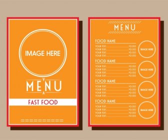 Fastfood Menu Design Círculo Decoração Em Fundo Laranja