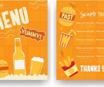 Fastfood меню шаблон классическая Оранжевая дизайн ресторана