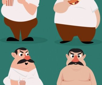 Fat Man Icons Funny Cartoon Character