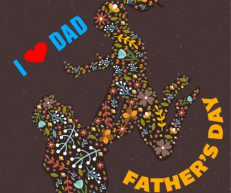 Father Day Background With Abstract Flowers Decoration