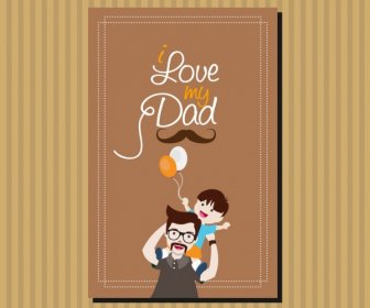 Father Day Banner Calligraphy Daddy Son Icons Decoration
