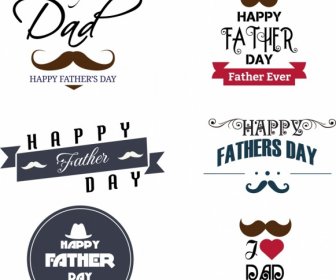 Logotipi Di Giorno Di Padre Varie Colorate Simboli Decorazione