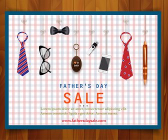 Father Day Sale Promotion Illustration With Gifts Icons