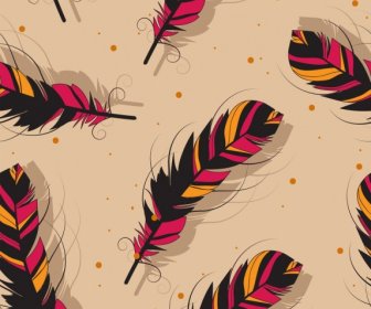 Feathers Pattern Dark Colorful Classical Decor