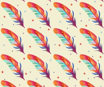 Feathers Pattern Templates Colorful Classical Repeating Decor