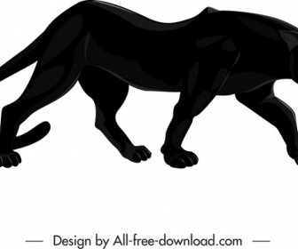 Feline Species Icon Black Panther Sketch