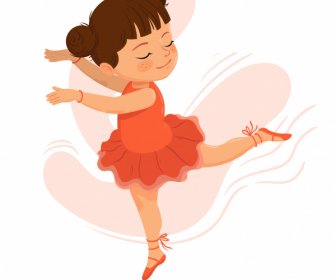 Femmina Ballerina Icona Che Danza Gesto Cartone Animato Personaggio