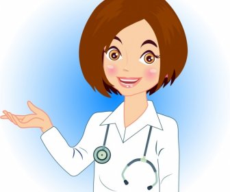 Female Doctor Icon Cartoon Character Design