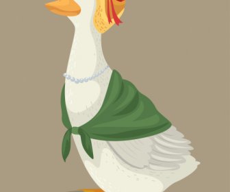 Female Duck Icon Funny Stylized Sketch