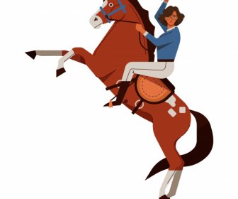 Croquis De Caractère Coloré D'icône De Jockey Féminin