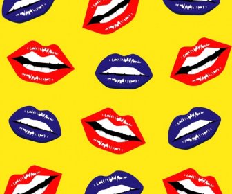 Weibliche Lippen Hintergrund Mund Zähne Icons