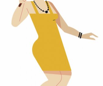 女性歌手アイコンスタイリッシュなスケッチ色付きの漫画のスケッチ
