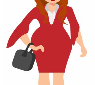 Female Staff Icon Colored Cartoon Character Sketch
