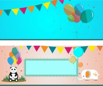 Festival Background Sets Colorful Balloon Decoration Cartoon Style