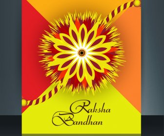 เทศกาล Raksha Bandhan โบรชัวร์มีสีสันออกแบบ