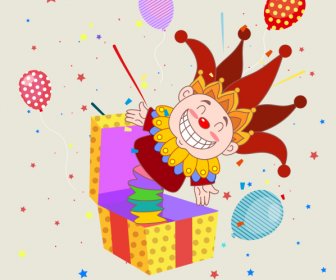 Festliche Hintergrund Clown Box Skizze Bunte Ereignisreiche Dekor