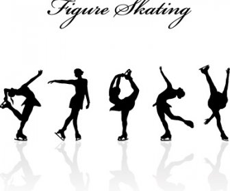 Figure Skating Design Vector Silhouettes