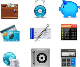 Conjunto De ícones De Negócios Finanças