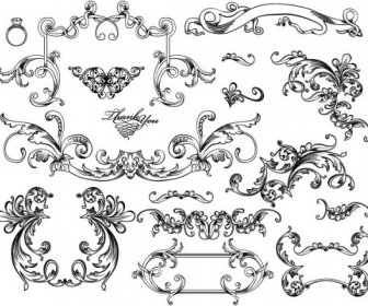 Fine Ornaments Lace And Borders Vector Graphic
