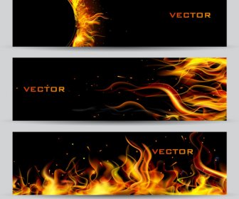 Fire Banner Vector Set