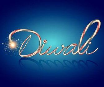 Fire Cracker Bande Décorative Diwali Texte Sur Fond Bleu