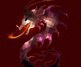 Fire Dragon Background Polygonal Decoration Eastern Classical Style