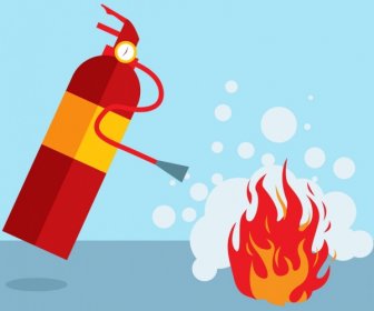 Fire Extinguish Background Colored Tool Flame Icon Decoration