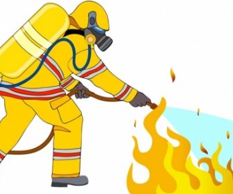 Fire Fighting Arbeit Hintergrund Feuerwehrmann Flamme Symbole
