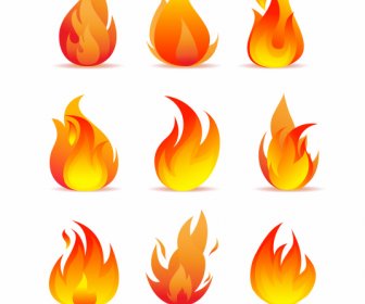Fire Icons Dynamic Sketch Modern Orange Shapes