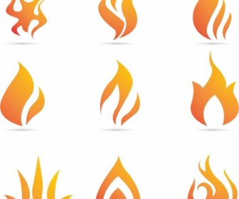 Fire Logo Collection Various Orange Flat Shapes