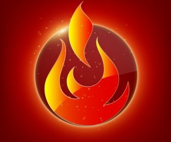 Ogień Logo Błyszczące Czerwone Dekoracje