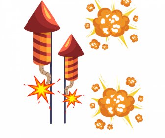 Firecrackers Design Elements Dynamic Shapes Sketch