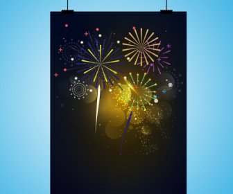 Fireworks Background Template Colorful Sparkling Design