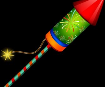Fuochi D'artificio Proiettile Disegno Icone Colorate Primo Piano Decorazione