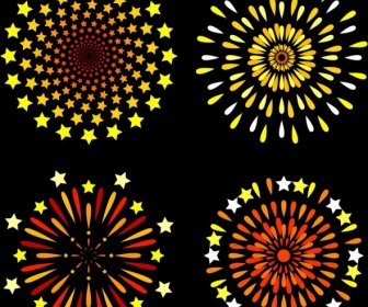Fireworks Design Element Colorful Flat Style