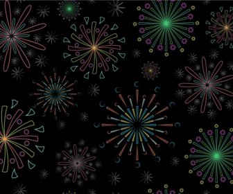 Fireworks Pattern Outline Contrast Colorful Design Style
