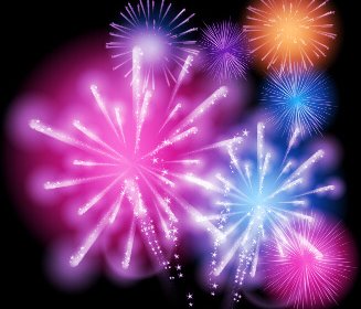 Fireworks Salute Colored Background Vector