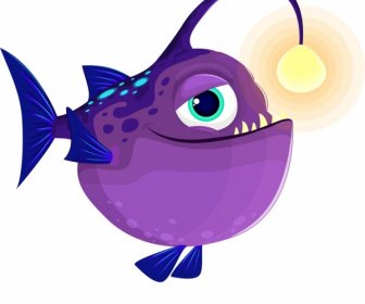 ícone Da Criatura Do Peixe Personagem Engraçado Dos Desenhos Animados