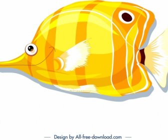Ikon Ikan Desain Kuning Cerah