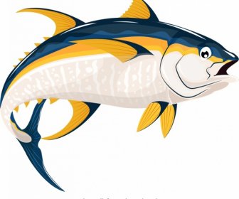 Ikan Ikon Berenang Gerak Sketsa Warna-warni Digambar Tangan 3d