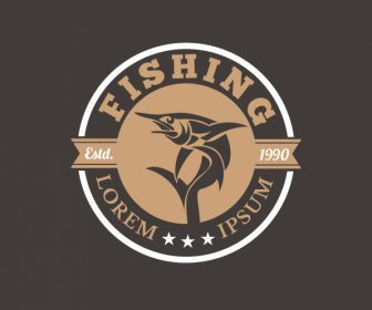 Fish Logo Template Dark Flat Classical Design