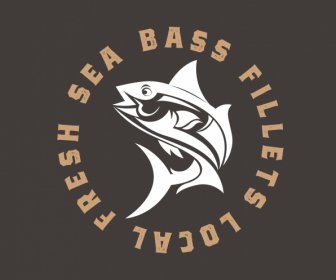 шаблон логотипа рыбы плоский динамический рисованной эскиз