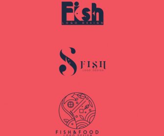 Fish Logo Templates Classical Flat Handdrawn Sketch