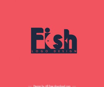 Fish Logotype Flat Dark Design Texts Decor
