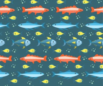 Fish Pattern Colored Repeating Design