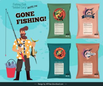 Fish Snack Advertising Banner Fisher Package Sketch