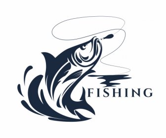 шаблон логотипа рыбалки динамический дизайн от руки классический эскиз
