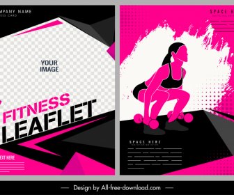 Fitness Leaflet Template Dynamic Grunge Geometric Contrast Decor