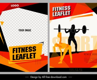Fitness Leaflet Templates Checkered Silhouette Geometric Dynamic Design