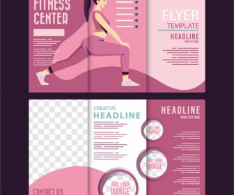 fitness leaflet templates trifold elegant pink decor